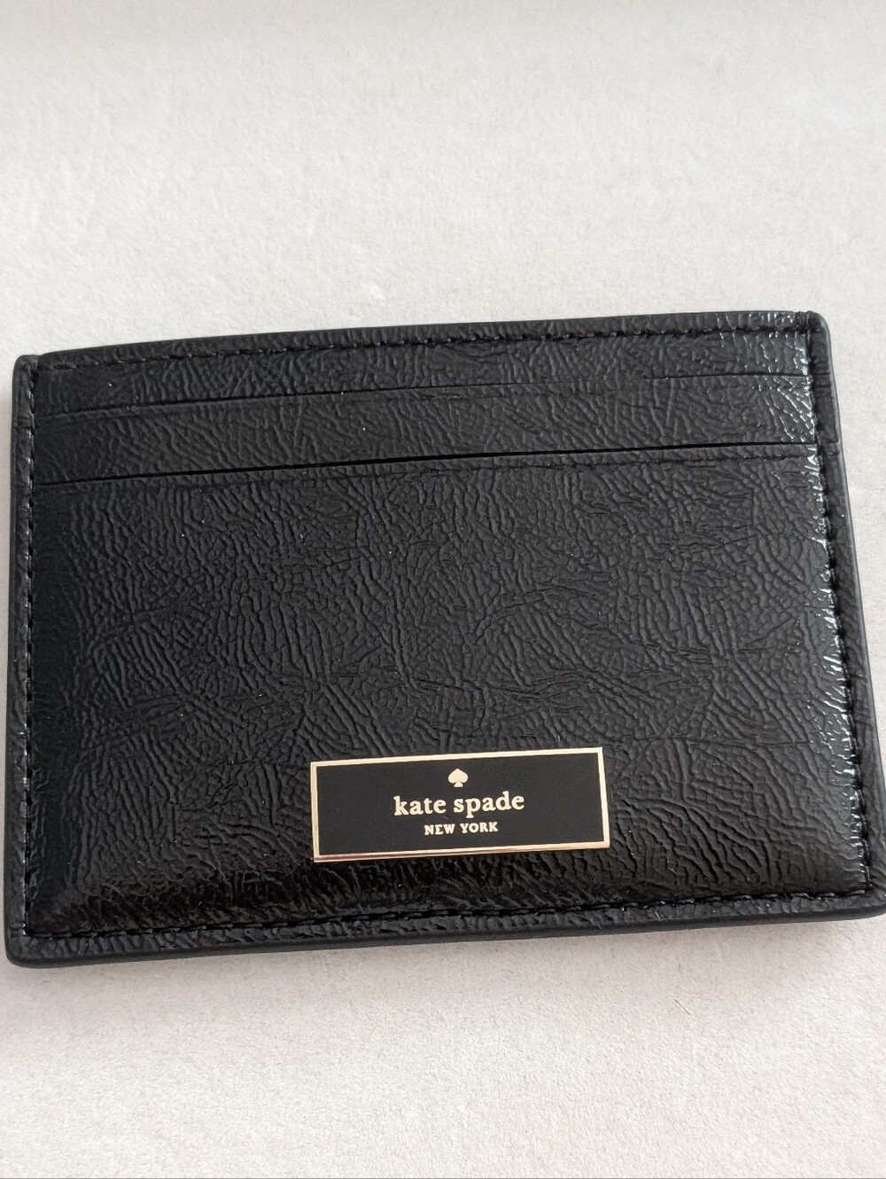 NWT Kate Spade New York Bridget Crinkle Patent Card Holder | Black | Slim Wallet
